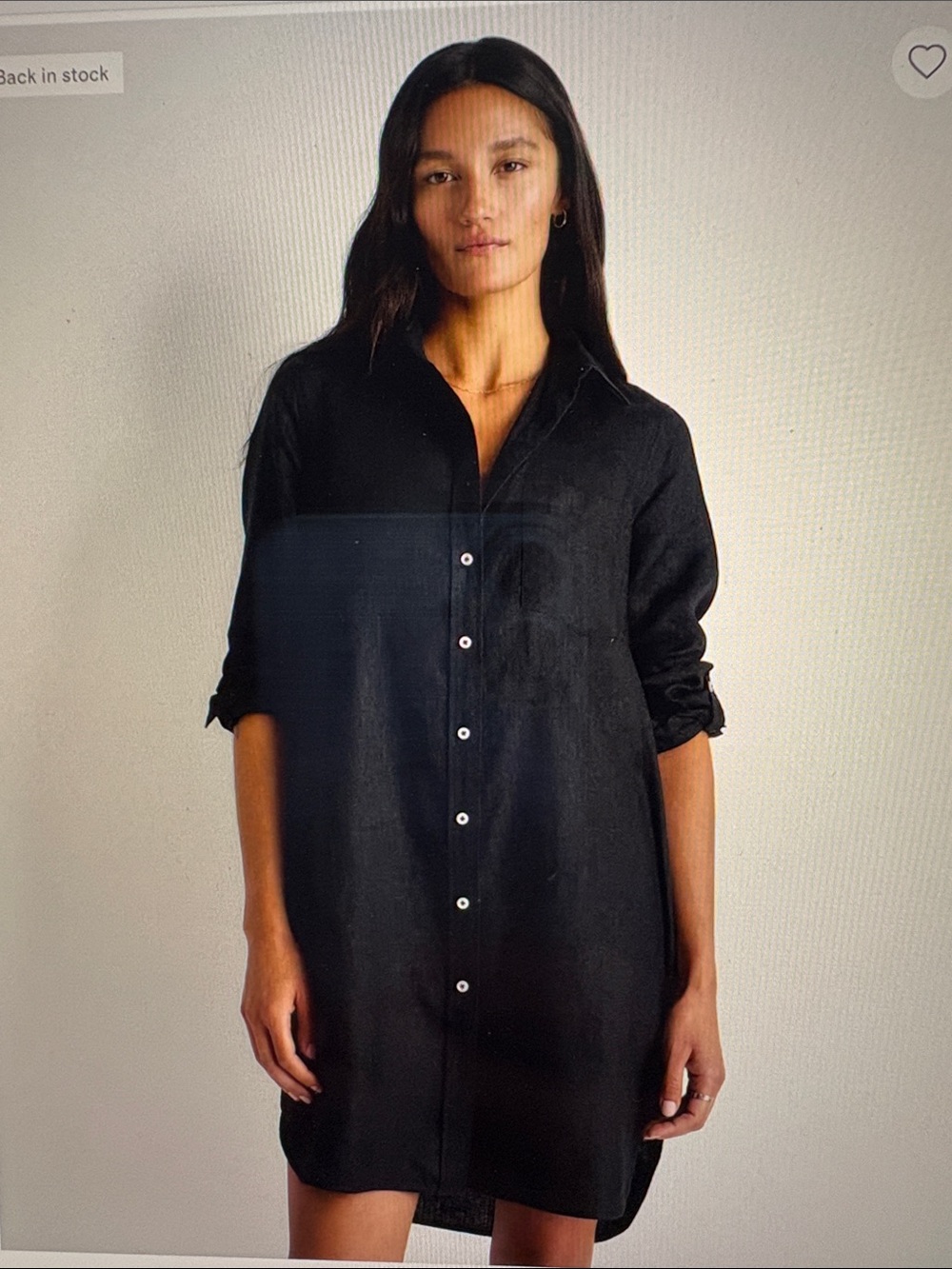 Quince NWT 100%European Linen Black Button-Down Shirt Dress